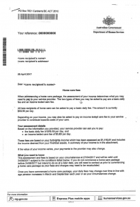Fee advice letter from Department of Human Services