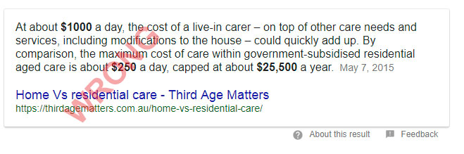 google snippet home residential care