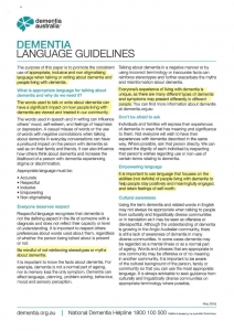 Dementia Language Guidelines frontotemporal vascular lewy body parkinsons alzheimers disease